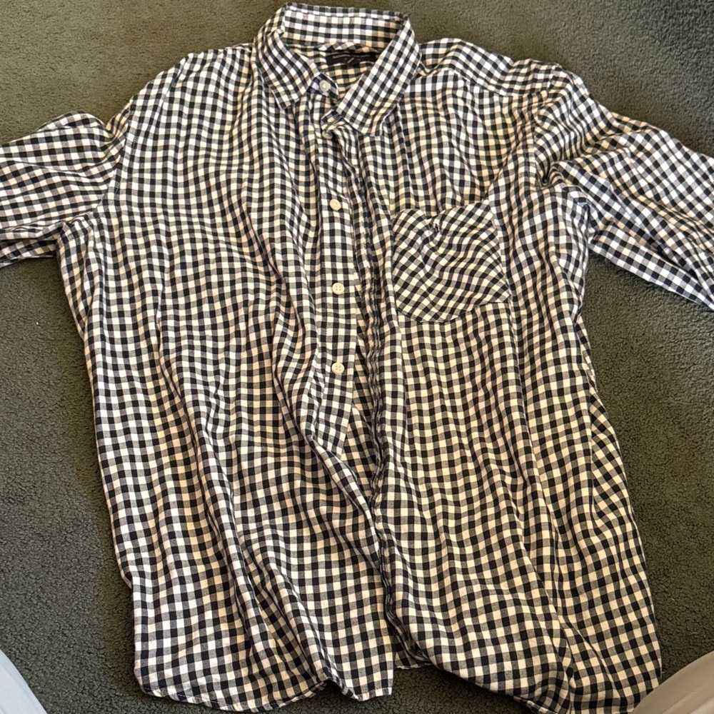 Banana Republic Black and White Checkered Men's Shirt